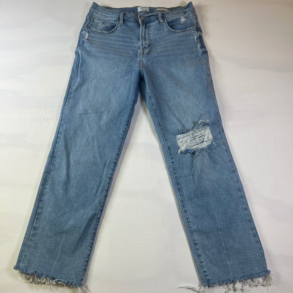 Kensie Women Jeans The Slim Distressed Raw Hem Blue 10/30